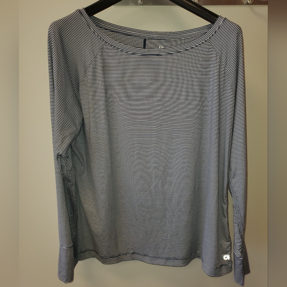NWT Gap Gapfit Breathe‎ XXL Indigo Stripe Long Sleeve Top